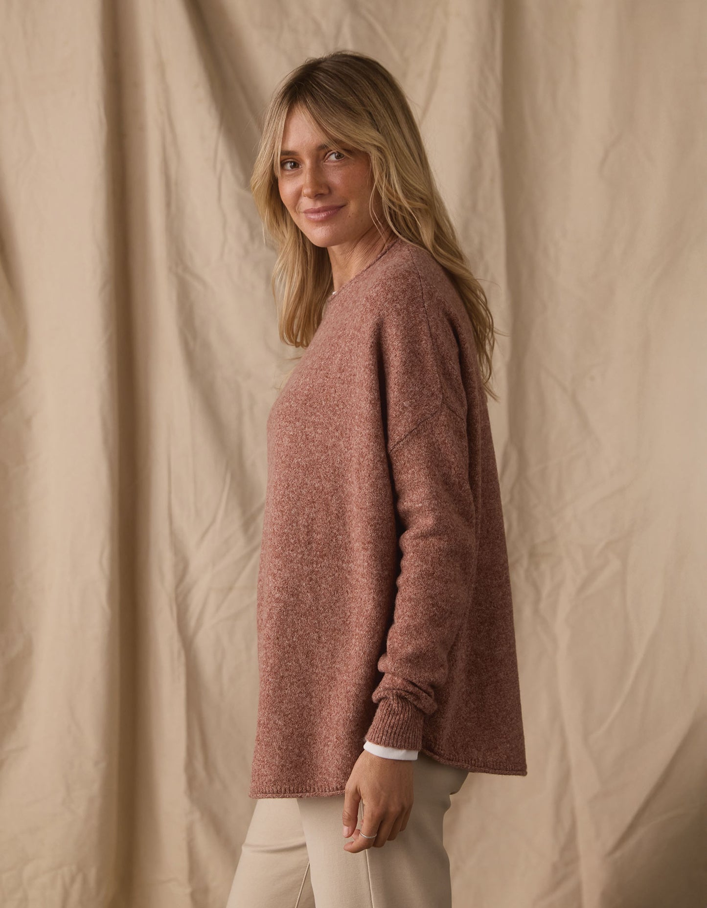 Marianna Crewneck Sweater in Mineral Red