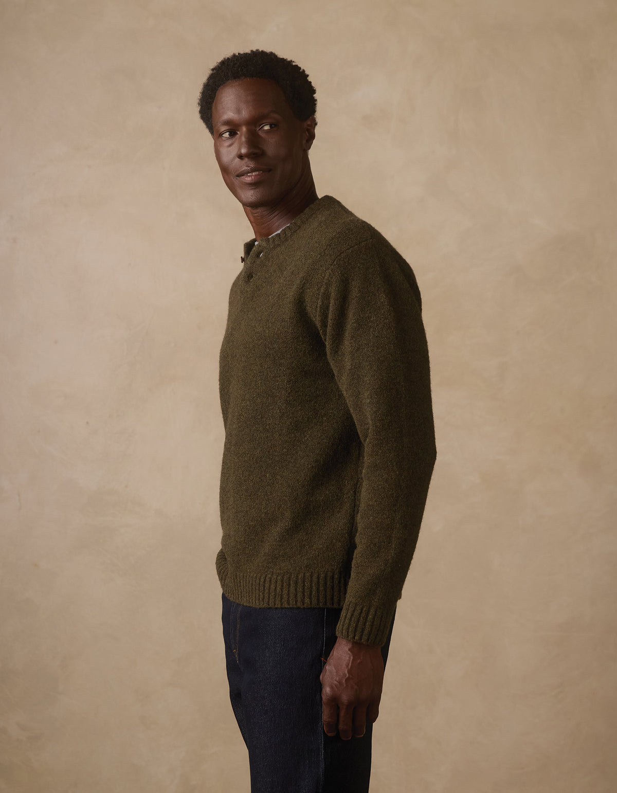 Homebound Henley Sweater in Olive