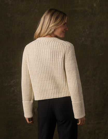 Willow Marled Crewneck Sweater  in Cream Marl