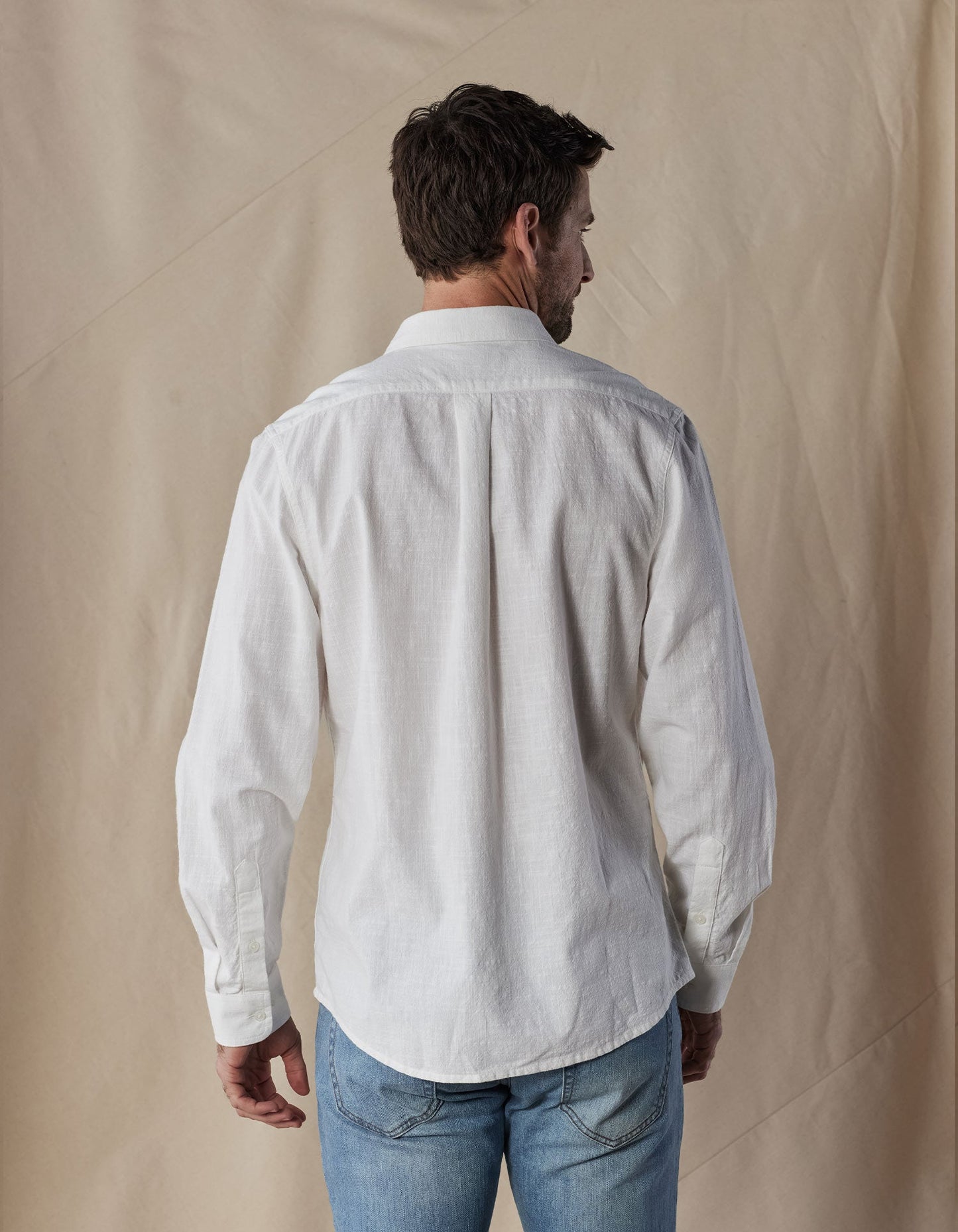 Lived-In Cotton Long Sleeve Button Up in White