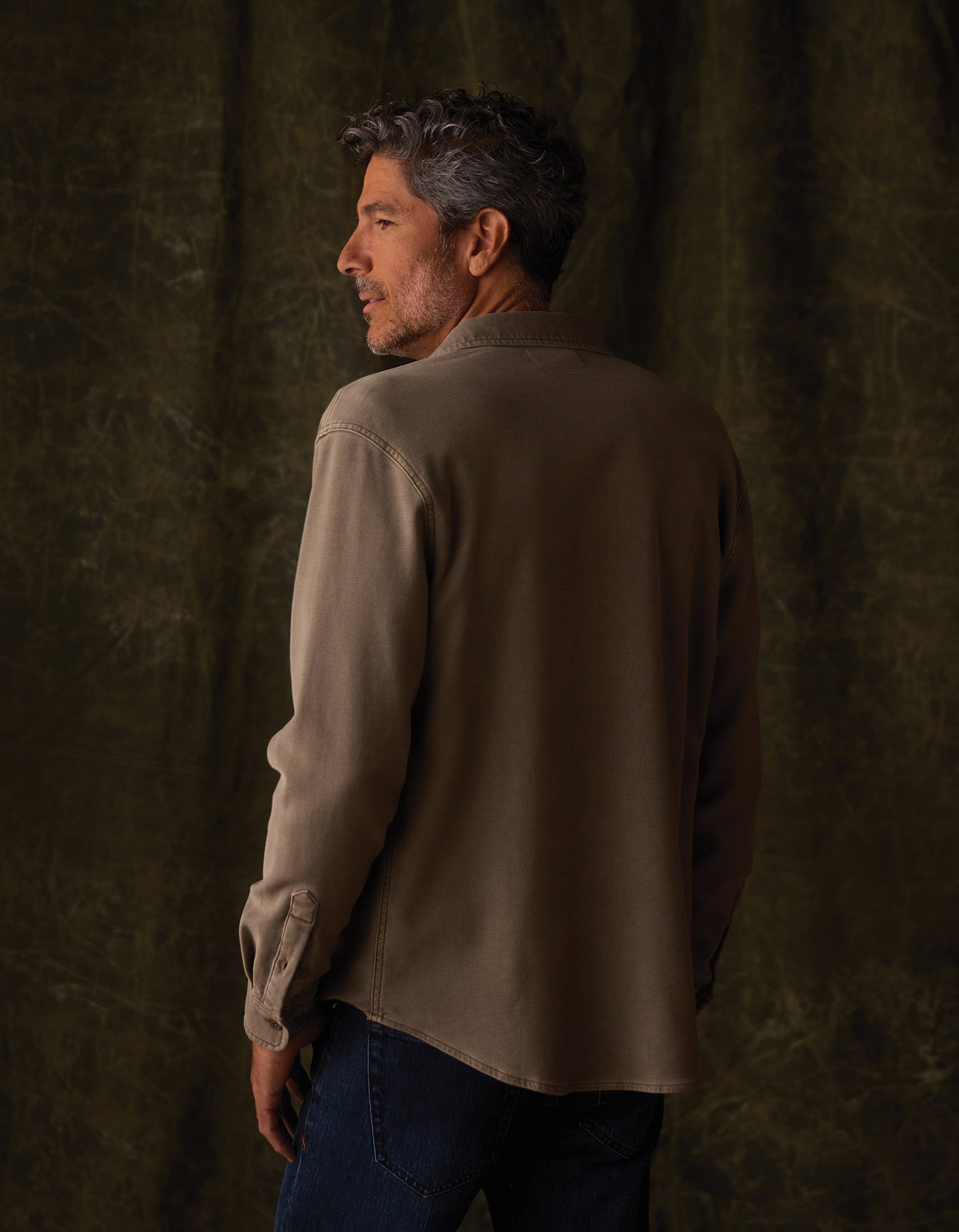 Comfort Terry Shirt Jacket in Taupe
