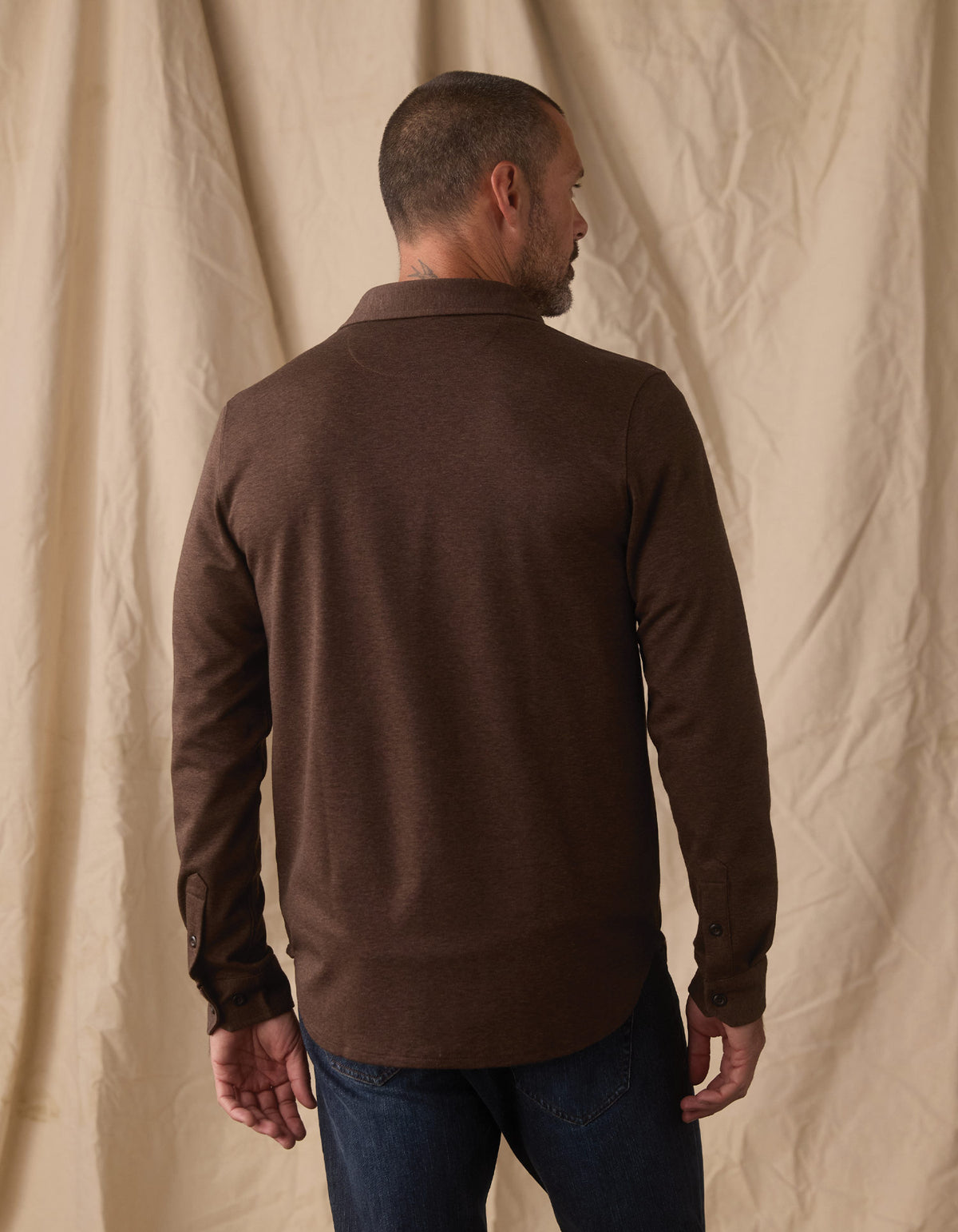 Stratus Knit Button Up in Dark Brown