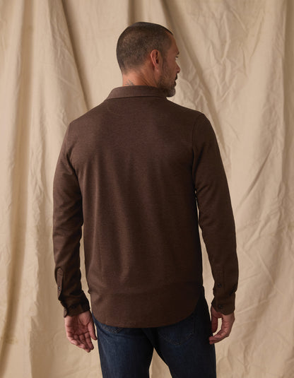 Stratus Knit Button Up in Dark Brown