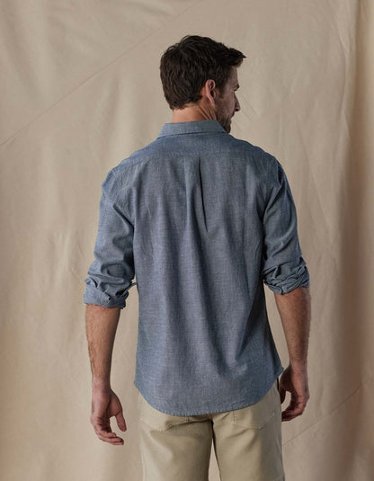 Lived-In Cotton Long Sleeve Button Up in Summer Navy