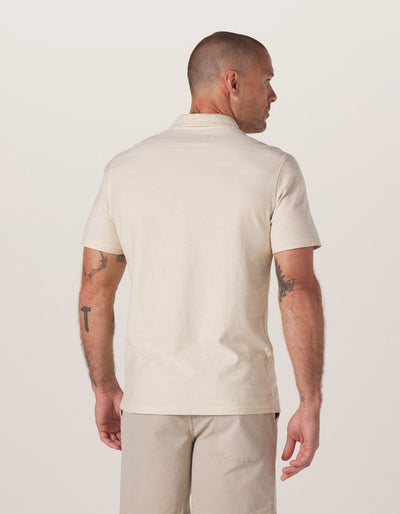 Sequoia Jacquard Button Down in Bone On Model from Back