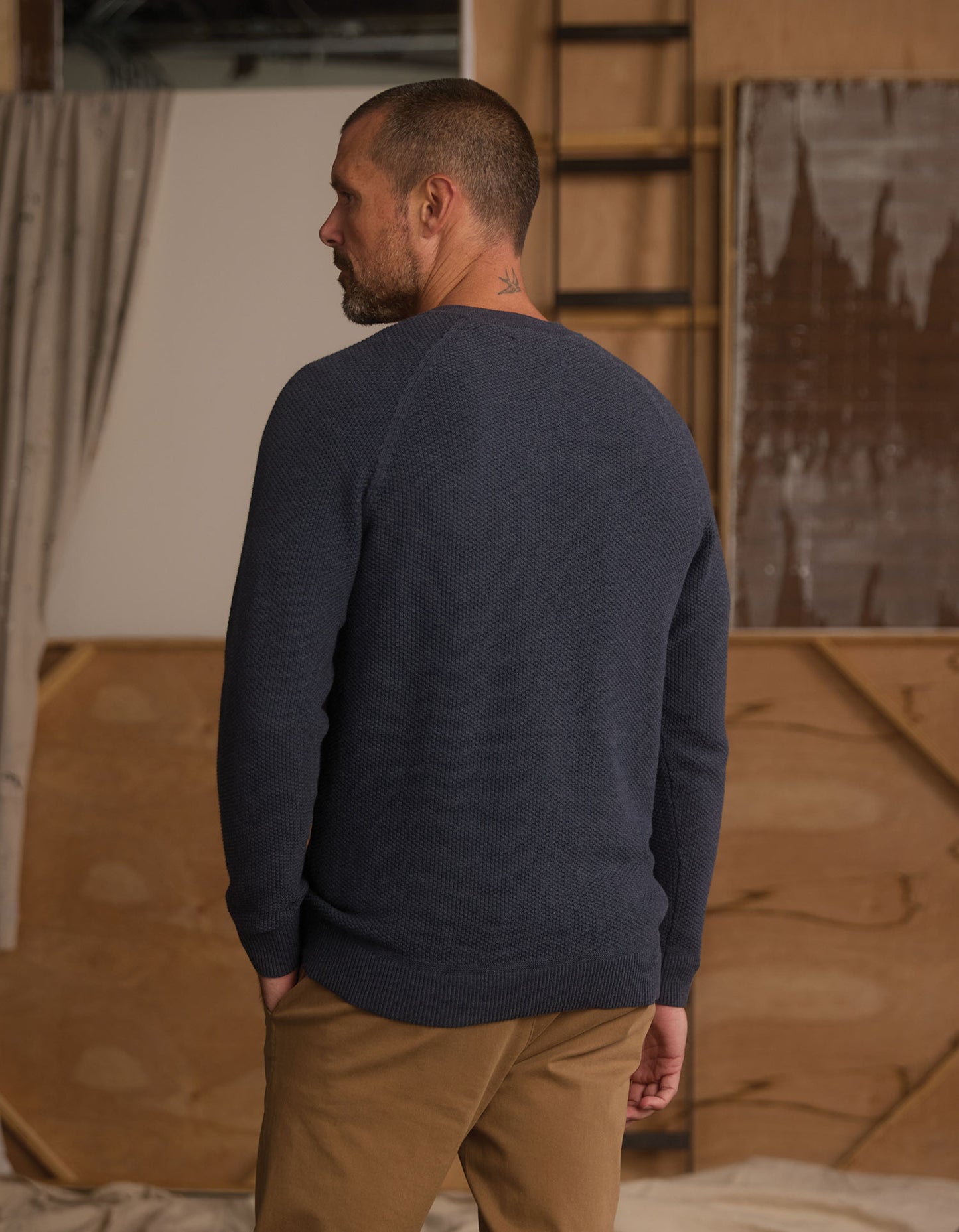 COOLMAX® Textured Sweater Henley in Waterloo