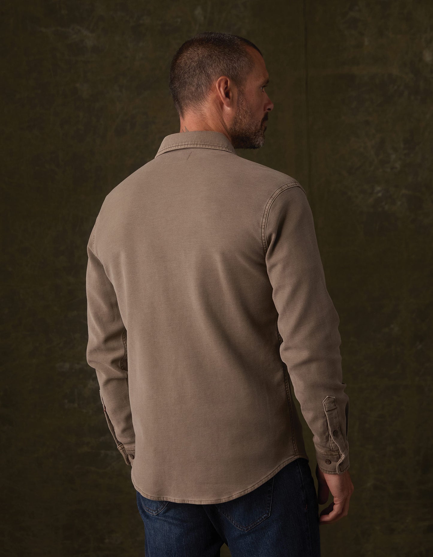 Comfort Terry Shirt Jacket in Taupe