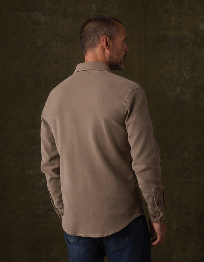 Comfort Terry Shirt Jacket in Taupe