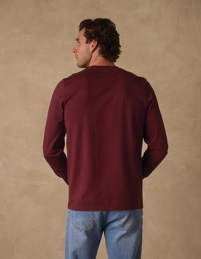 Lennox Jersey Long Sleeve Tee in Port Wine