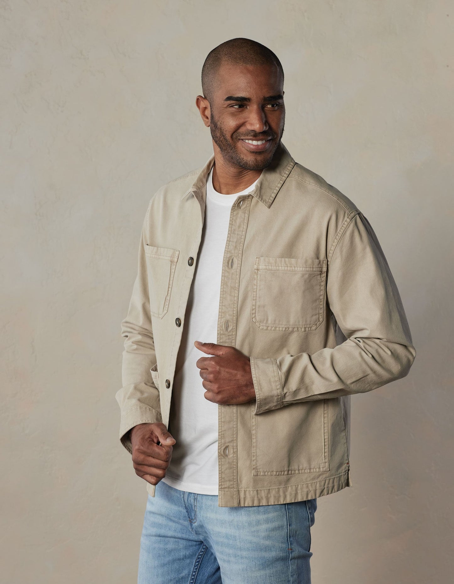 James Canvas Overshirt in Sand Dune