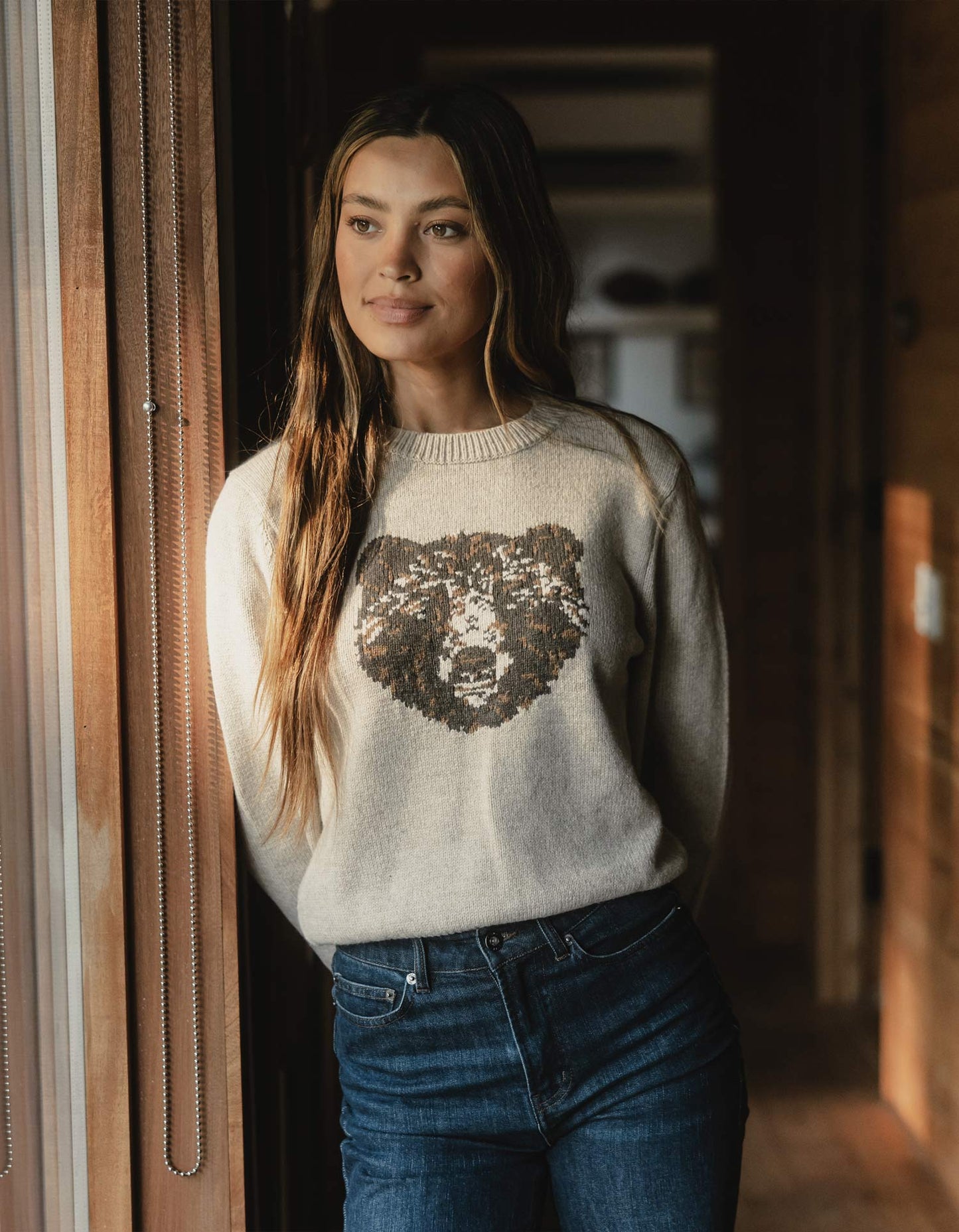 Women's Bear Sweater in Oatmeal