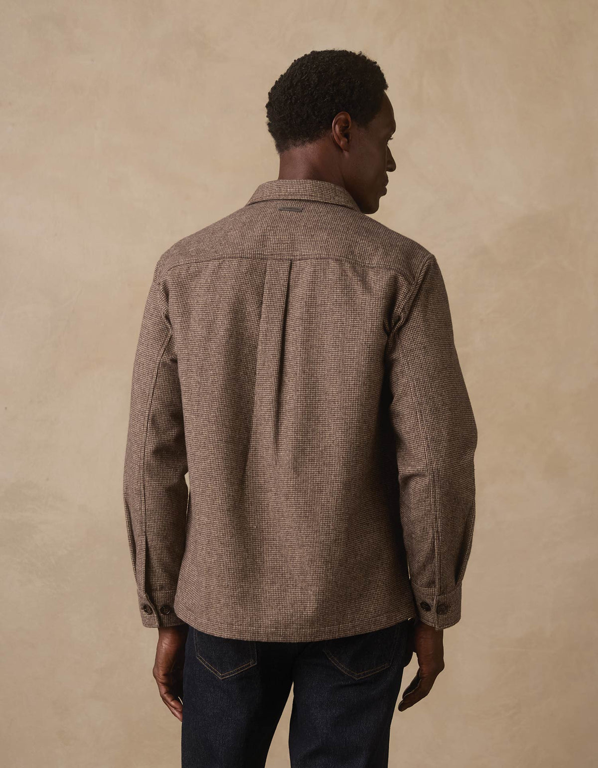 Houndstooth Overshirt in Khaki Multi
