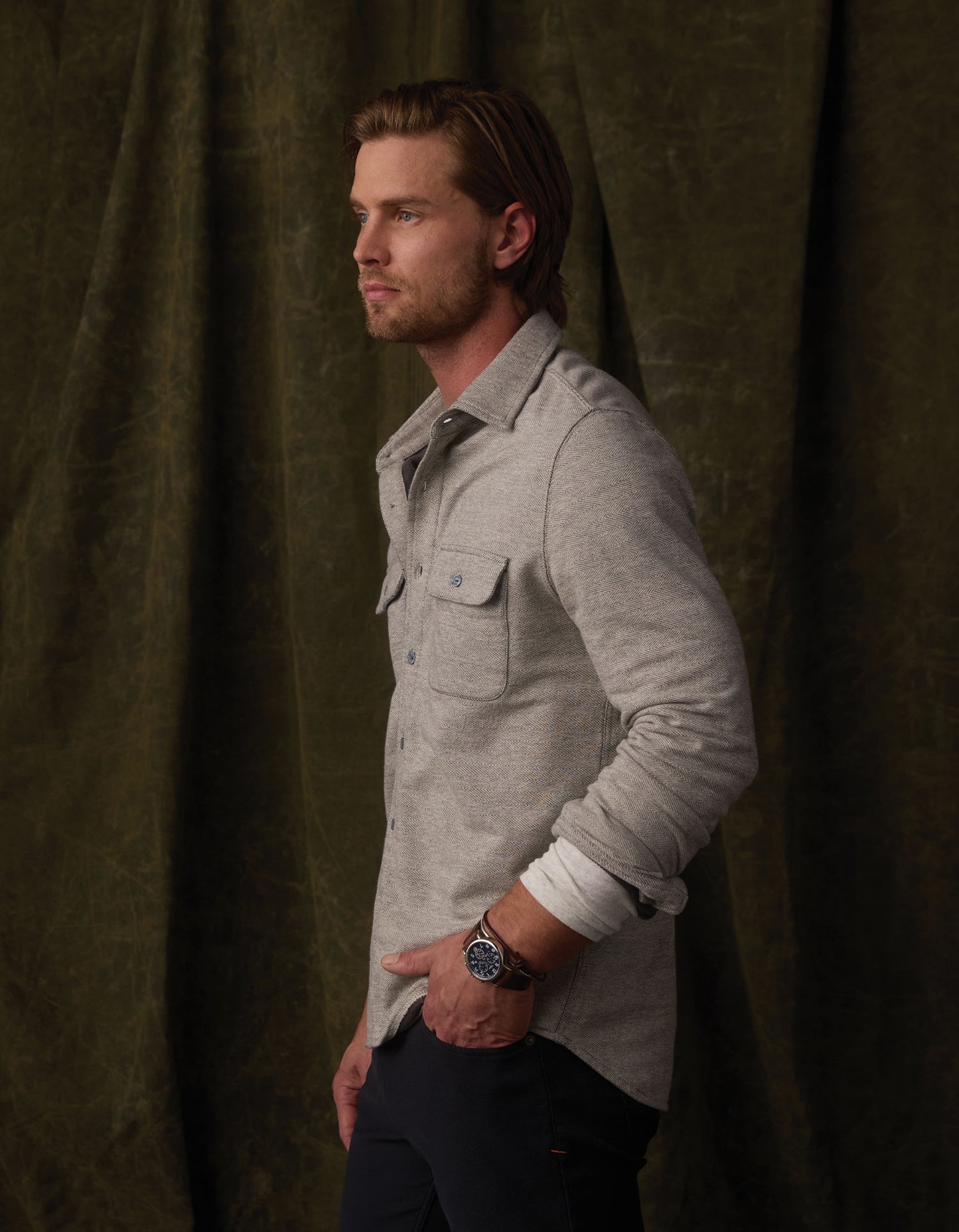 Textured Knit Shirt in Graphite