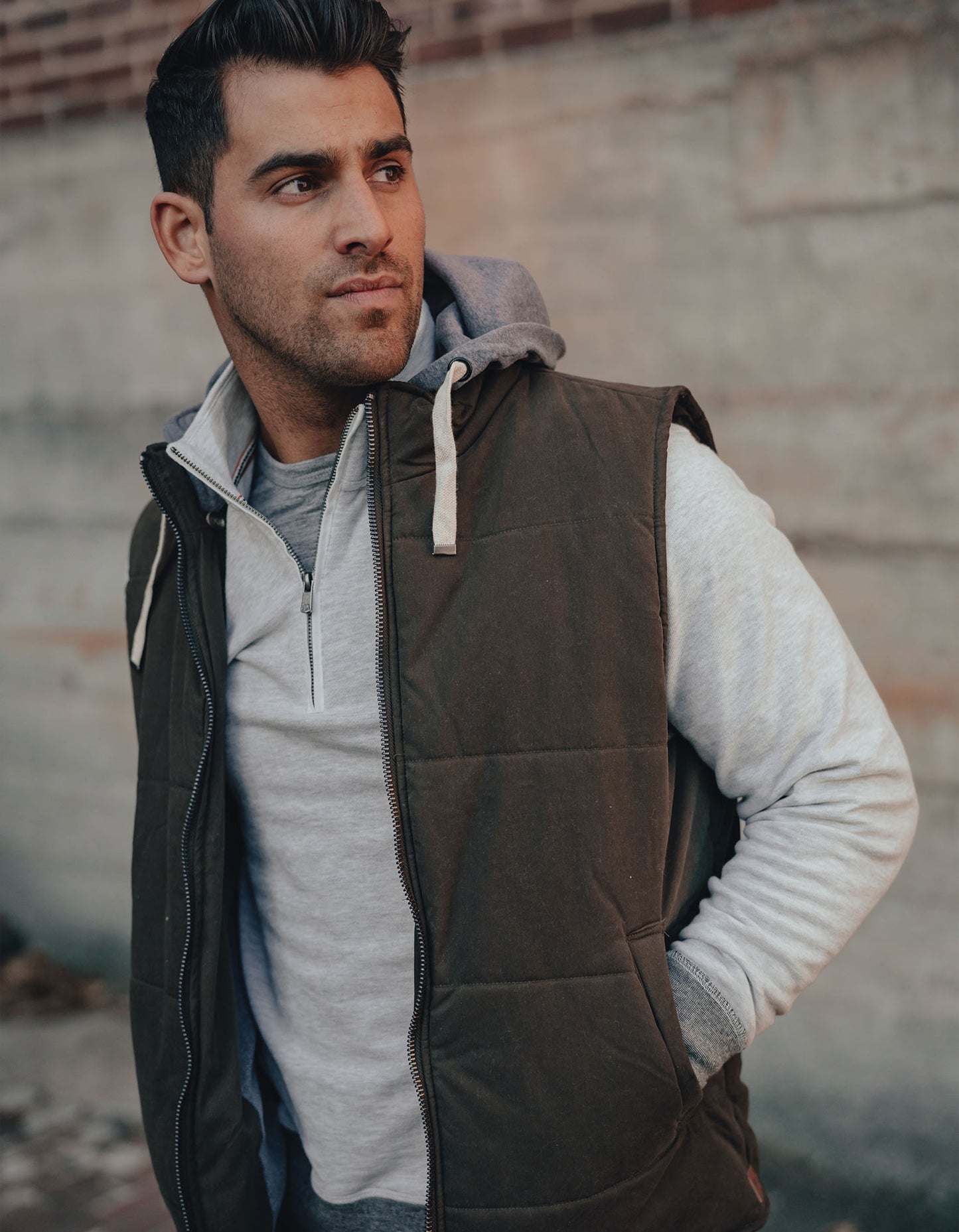 Dano Hooded Athletic Vest in Brown