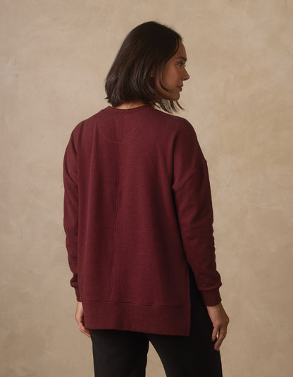 Fleece Puremeso Splitside Pullover in Port Wine