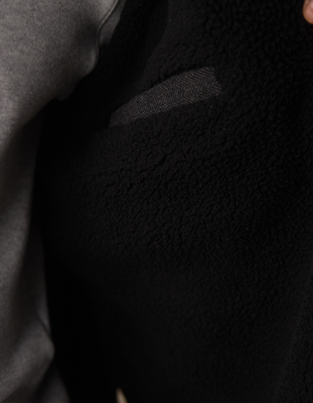 Herringbone Sherpa Lined Jacket in Charcoal Herringbone
