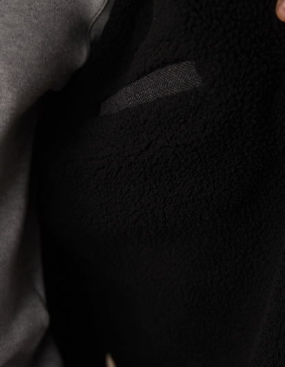 Herringbone Sherpa Lined Jacket in Charcoal Herringbone