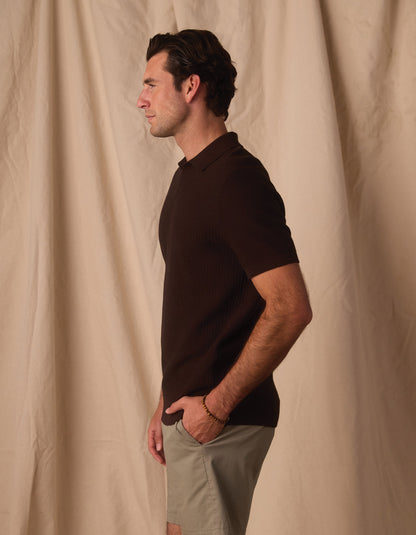 Breezeknit Polo in Dark Brown