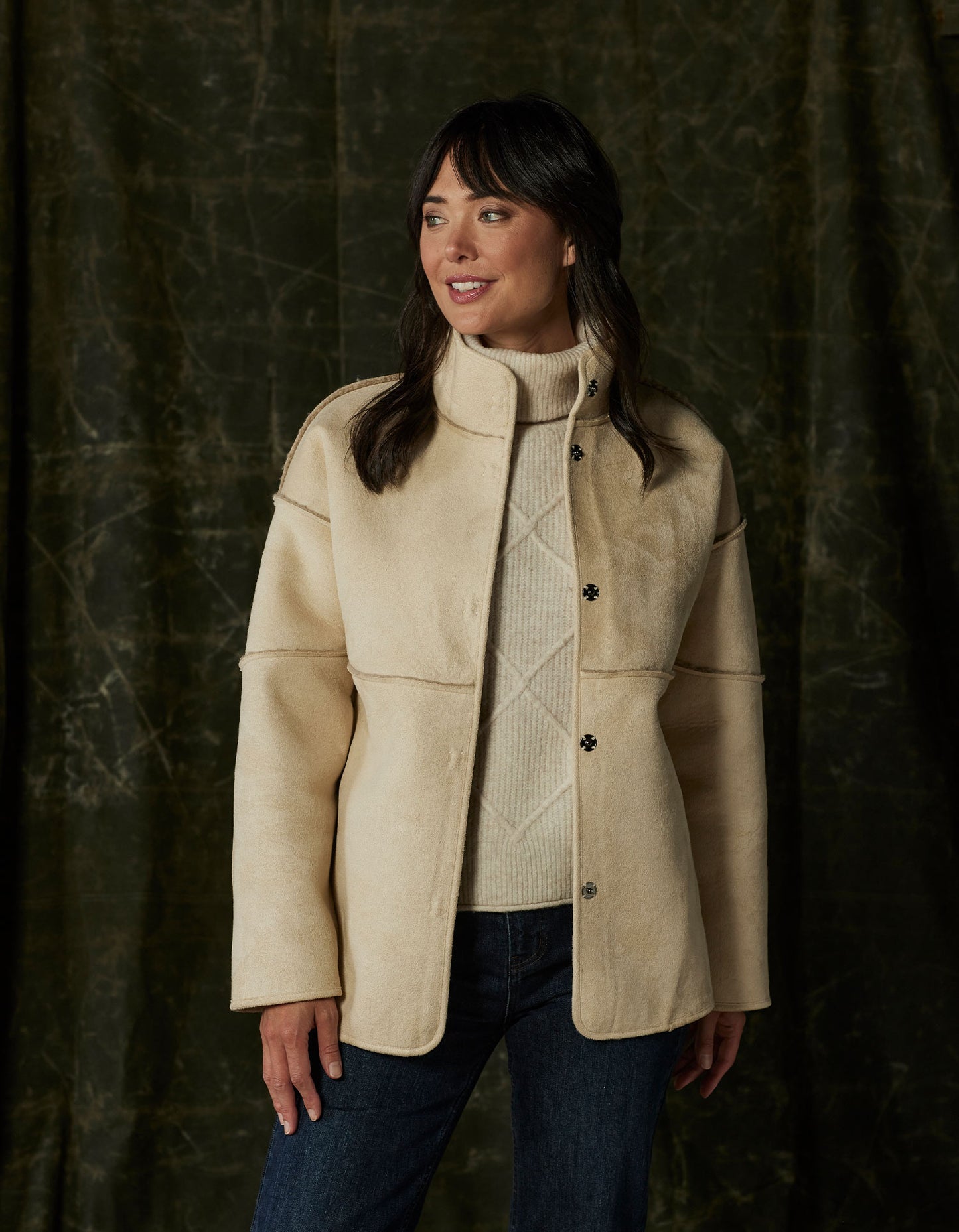 Highland Fleece Snap Coat in Oat