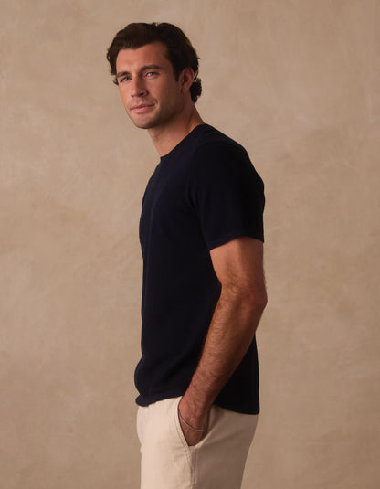 Driftknit Sweater Tee in Navy