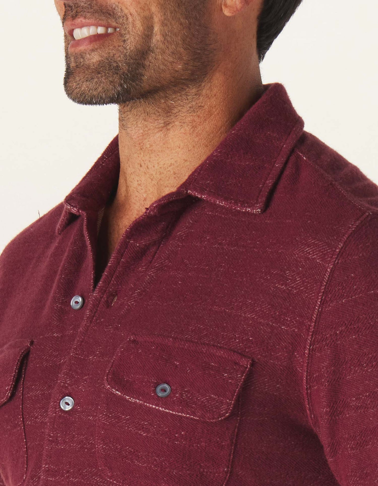 Textured Knit Shirt in Wine