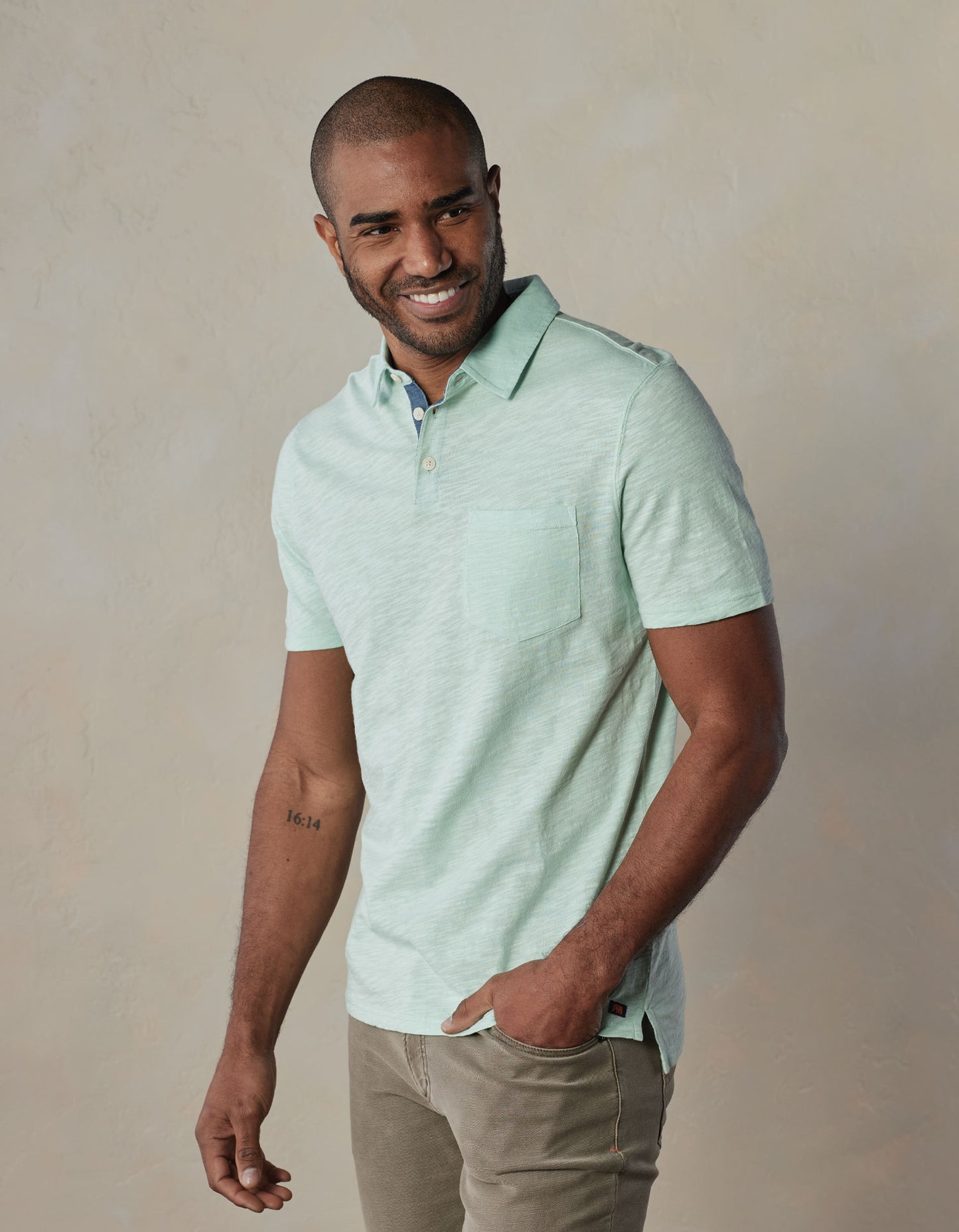 Vintage Slub Pocket Polo in Surf Spray