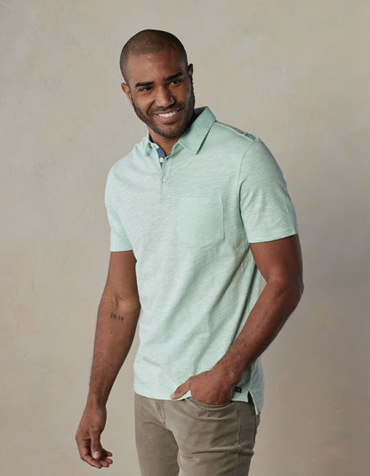 Vintage Slub Pocket Polo in Surf Spray