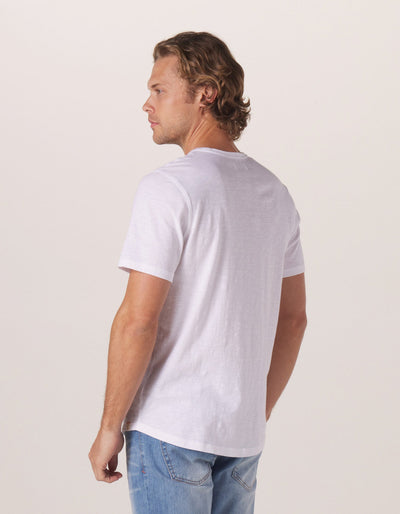 Legacy Jersey Perfect Tee in White On Model from Back