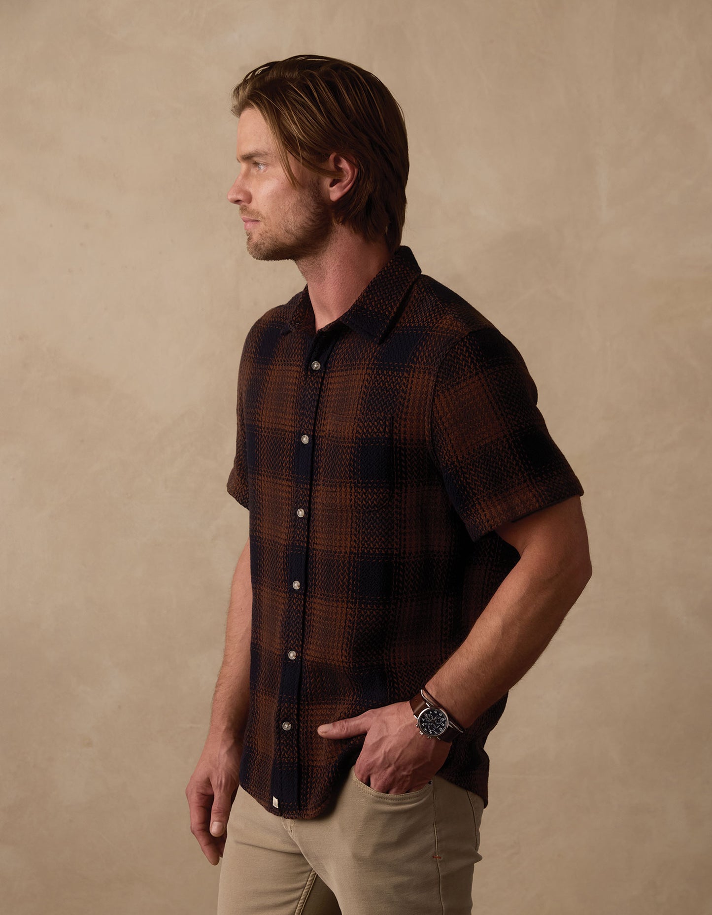 Freshwater Short Sleeve Button Up Shirt in Winslow Plaid