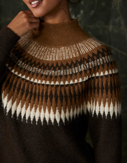 Nomad Fair Isle Sweater in Espresso Multi