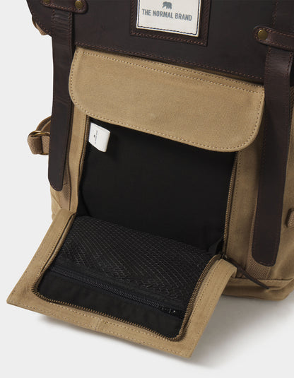Top Side Leather Backpack in Tan