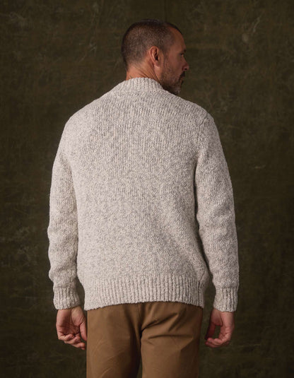 Vintage Boucle Track Jacket in Cream Marled