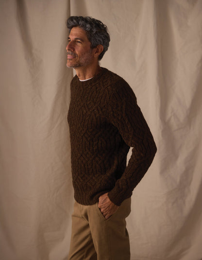 Trellis Cable Pullover in Dark Brown