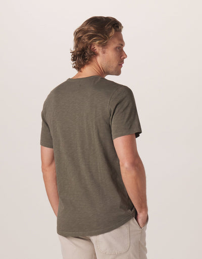Legacy Jersey Perfect Tee in Olive On Model from Back