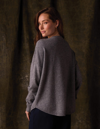 Marianna Crewneck Sweater in Dark Grey