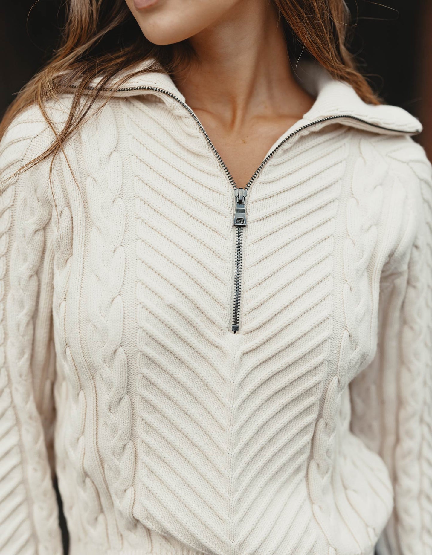 Lola Quarter Zip Sweater in Cream