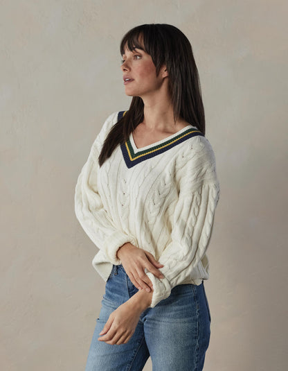 Victoria V-Neck Sweater in Cream