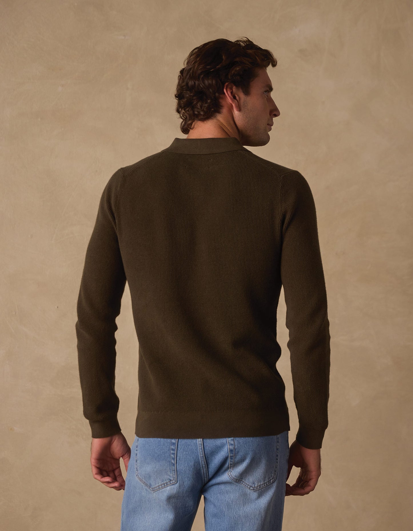 Robles Knit Waffle Stitch Polo in Alpine