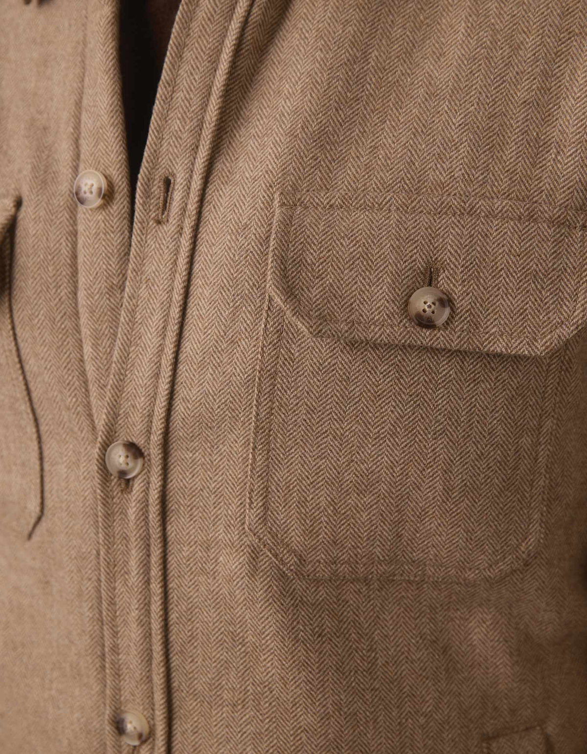 Herringbone Sherpa Lined Jacket in Taupe Herringbone