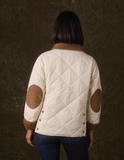 Quilted Liner Jacket in Ecru/Dark Taupe