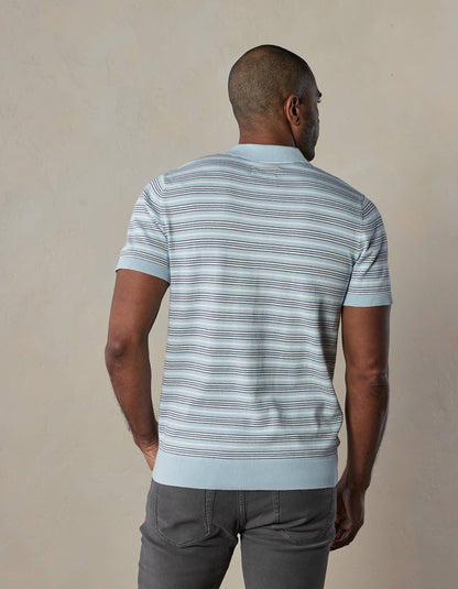 Robles Striped Polo in Clear Sky Stripe