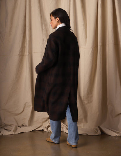 Duster Coat in Midnight Brown Plaid