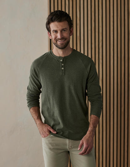 Puremeso Everyday Henley in Oakmoss