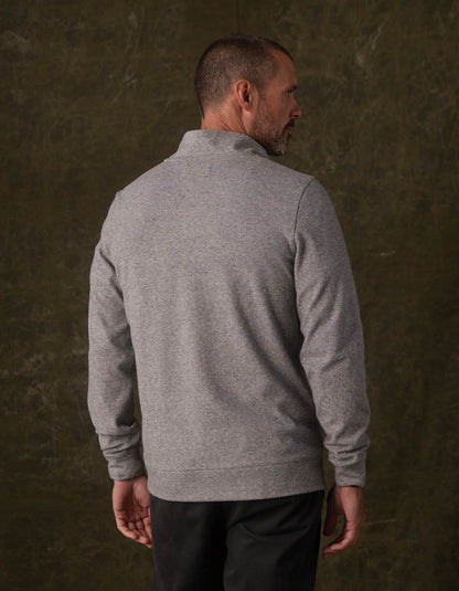 Brushed Textured Knit Quarterzip in Graphite