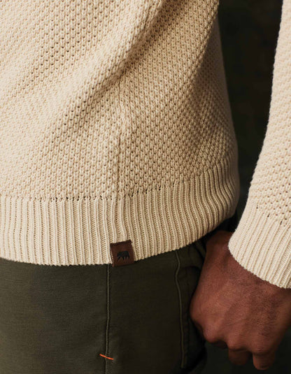 Moss Stitch Crew in Tan