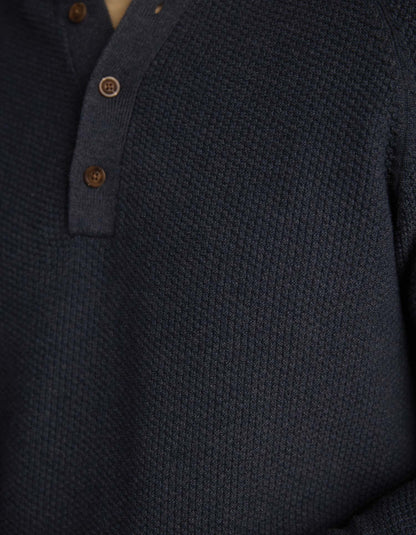 COOLMAX® Textured Sweater Henley in Waterloo