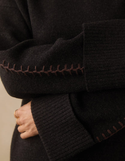 Craft Stitch Sweater in Heather Black