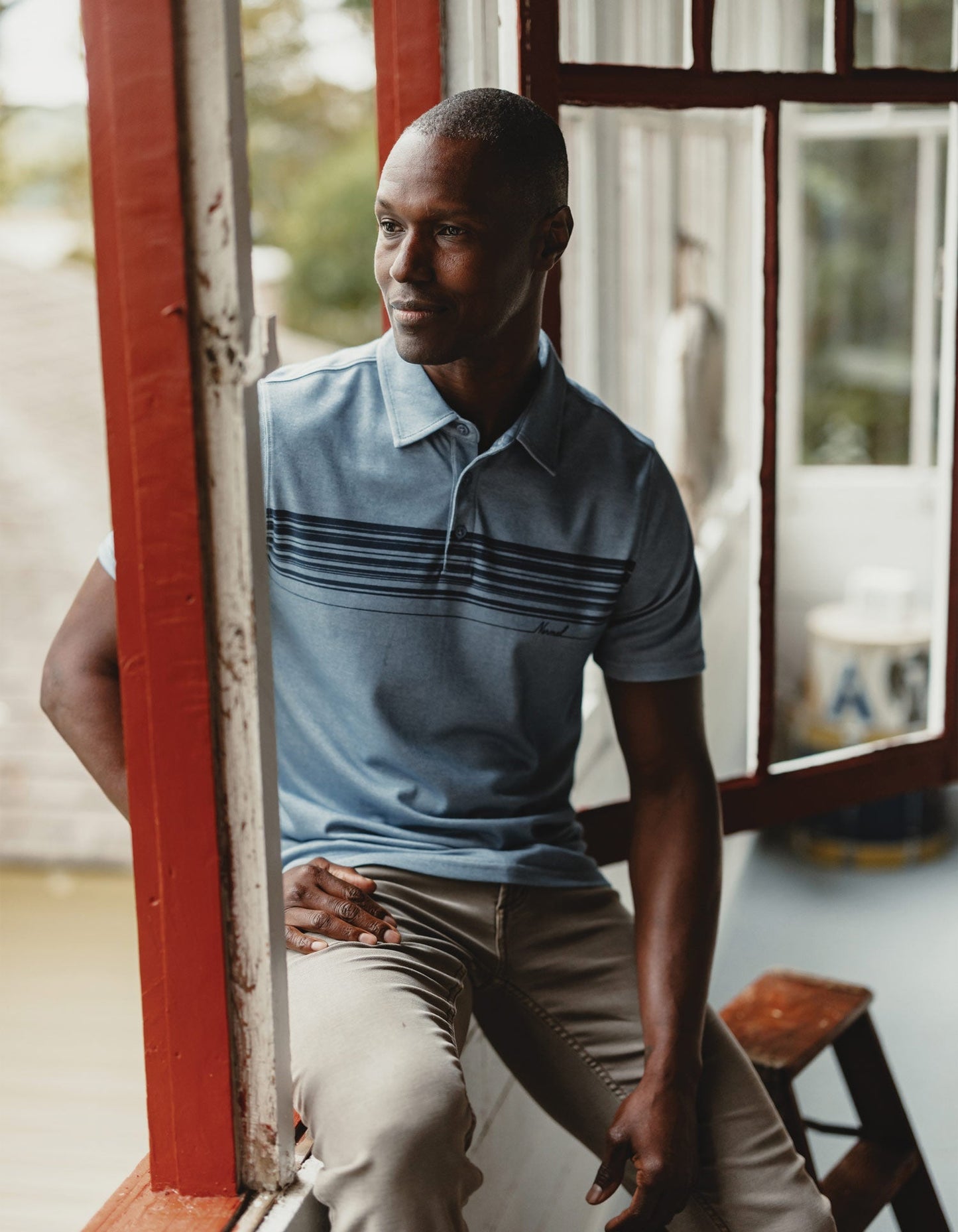 Chip Pique Polo in Mineral Red Script