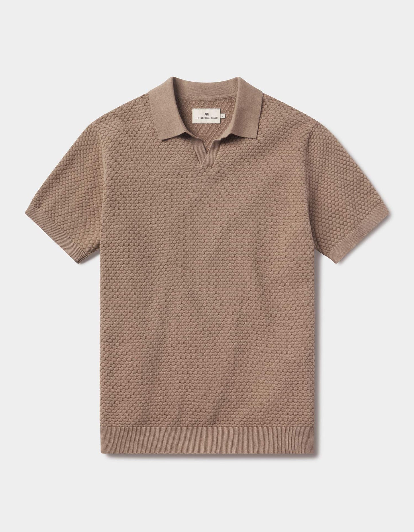 Robles Knit Jacquard Polo in Taupe