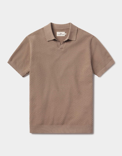 Robles Knit Jacquard Polo in Taupe